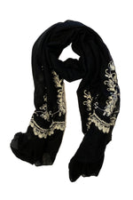 ROMANO sjaal zwart offwhite borduur